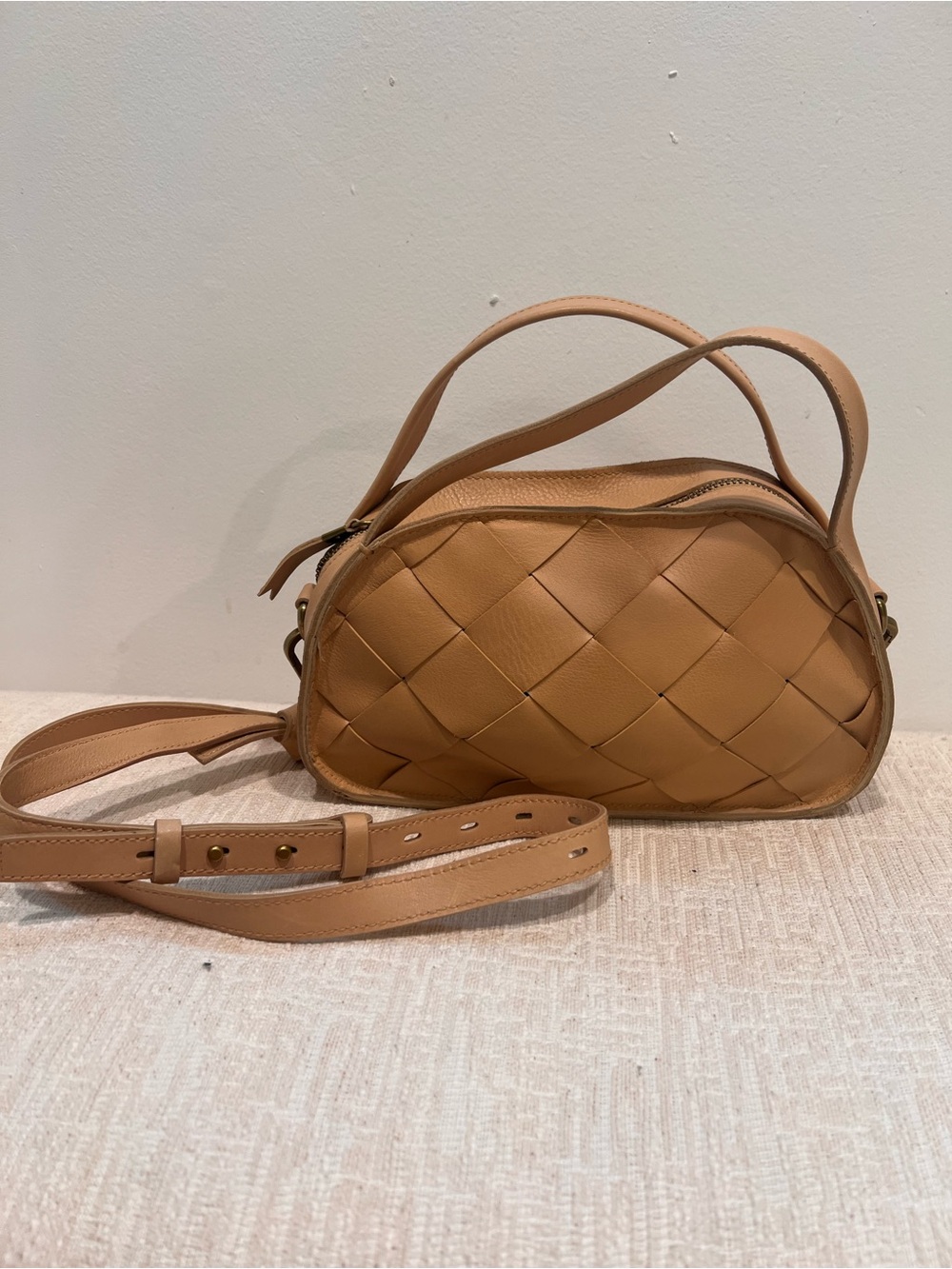 Madewell Woven Leather Crossbody Bag in Tan
